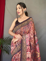 Fancified Multi-Color Digital Printed Cotton Function Wear Saree With Blouse