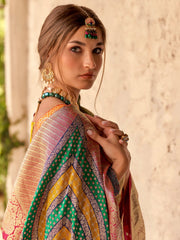 Glamorous Pink Zari Weaving Silk Festival Wear Saree With Blouse