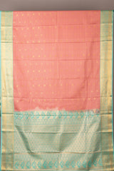 Baby blue and pink soft silk saree