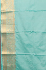 Baby blue and pink soft silk saree