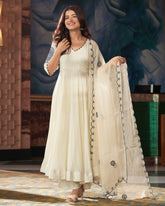 Exclusive Georgette Anarkali Suit with Mirror Work – 3-Piece Set