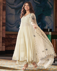 Exclusive Georgette Anarkali Suit with Mirror Work – 3-Piece Set