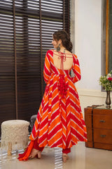 Elegant Organza Digital Print Anarkali Suit with Matching Dupatta & Micro Cotton Pant – Festive & Party Wear