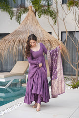Dusty Purple Pure Chanderi Silk Anarkali Suit