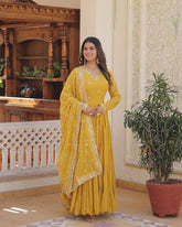 Heavy Georgette Ruffle Anarkali Suit with 10-Meter Flair – 3-Piece Set