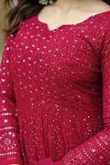 Faux Georgette Embroidered Anarkali Suit – Fully Stitched Festival & Party Wear