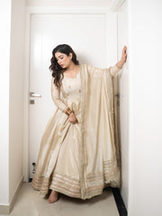 Chinon Silk Sequins & Lace Anarkali Suit Set