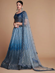 Adorable Blue Sequins Chinon Sangeet Wear Lehenga Choli with Dupatta