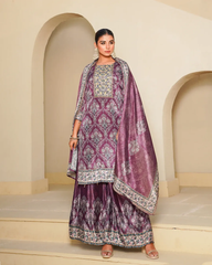 Chinon Plum Royale – 3-Piece Sharara Ensemble