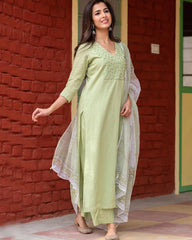 Mint Doria Dupatta Suit Set