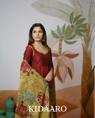Maroon Anarkali with Hand-Painted Kalamkari Dupatta