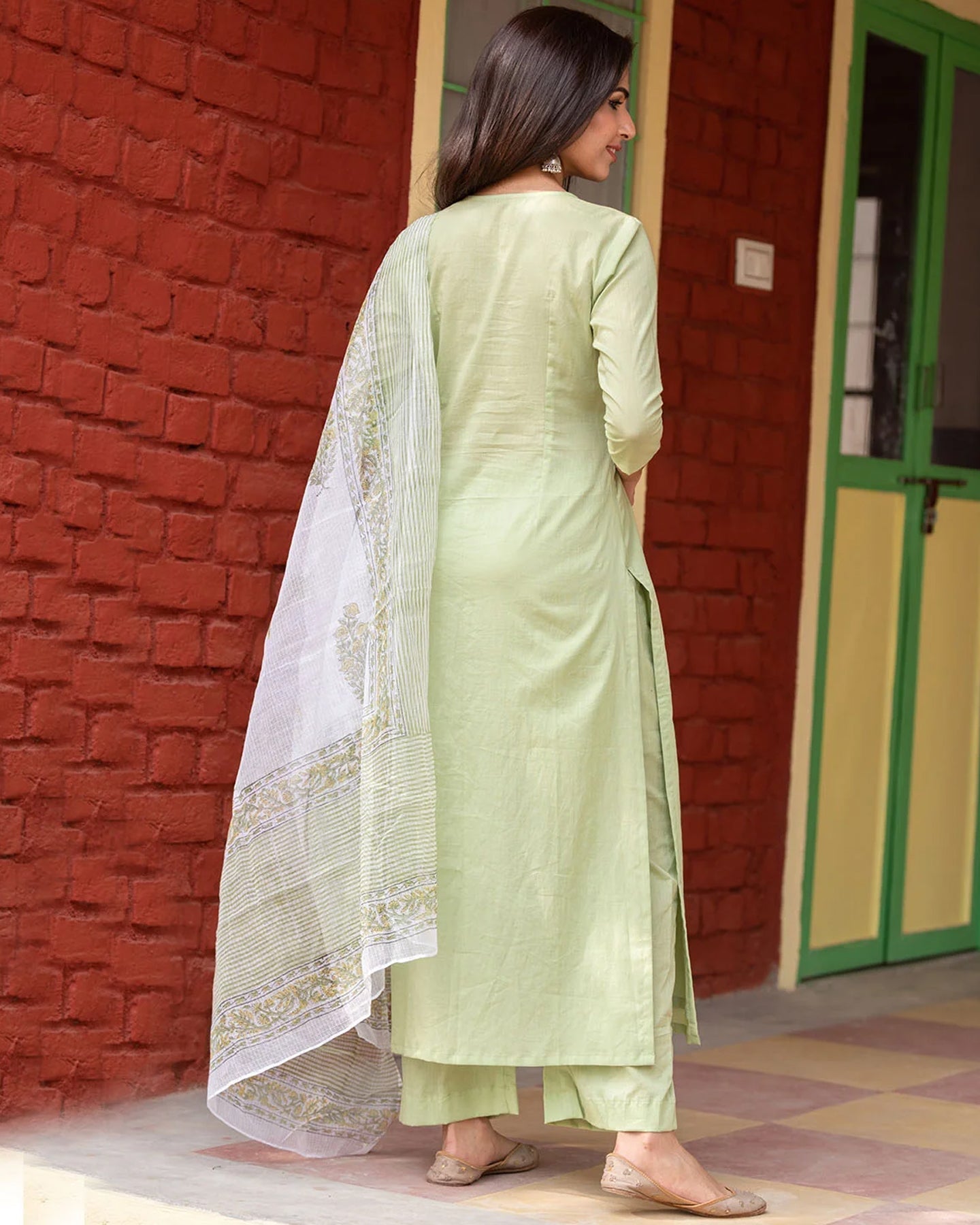 Mint Doria Dupatta Suit Set