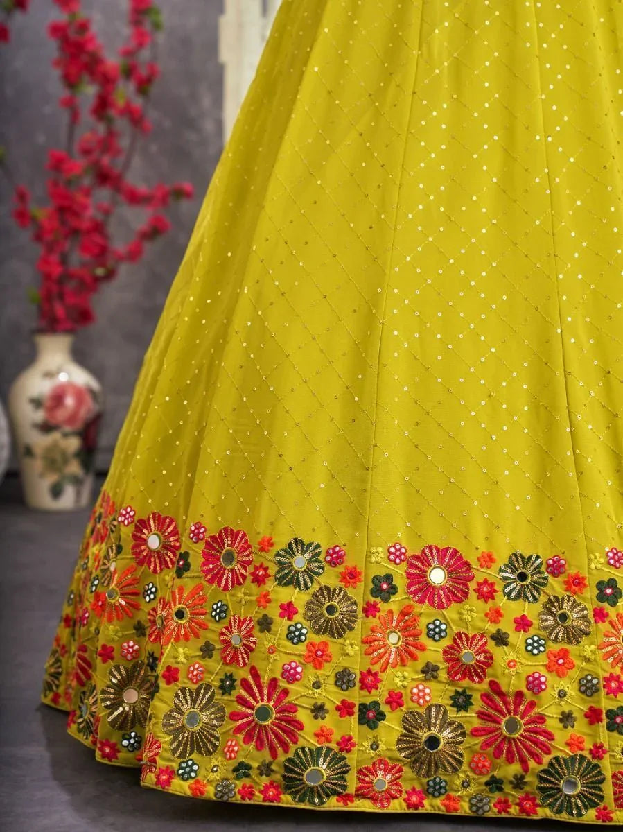 Fluorescent Green Lehenga Choli – Stylish Mehendi & Occasion Wear