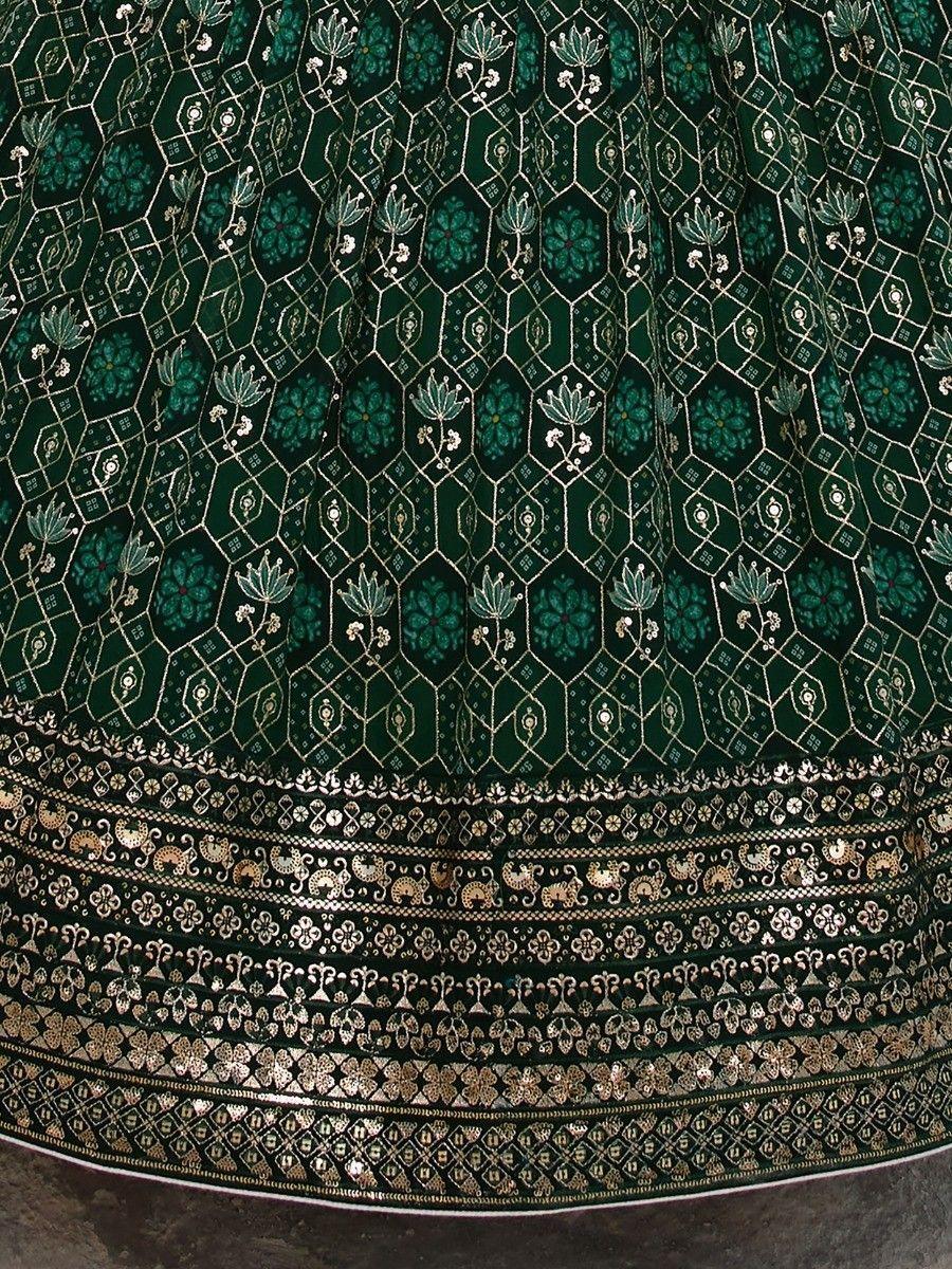 Green Sequins Georgette Lehenga Choli – Function & Wedding Wear