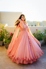 Faux Georgette Lace & Tassel Anarkali Suit Set with Elegant Dupatta – Festival & Party Wear