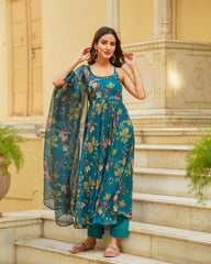 Ocean Green Anarkali Suit Set