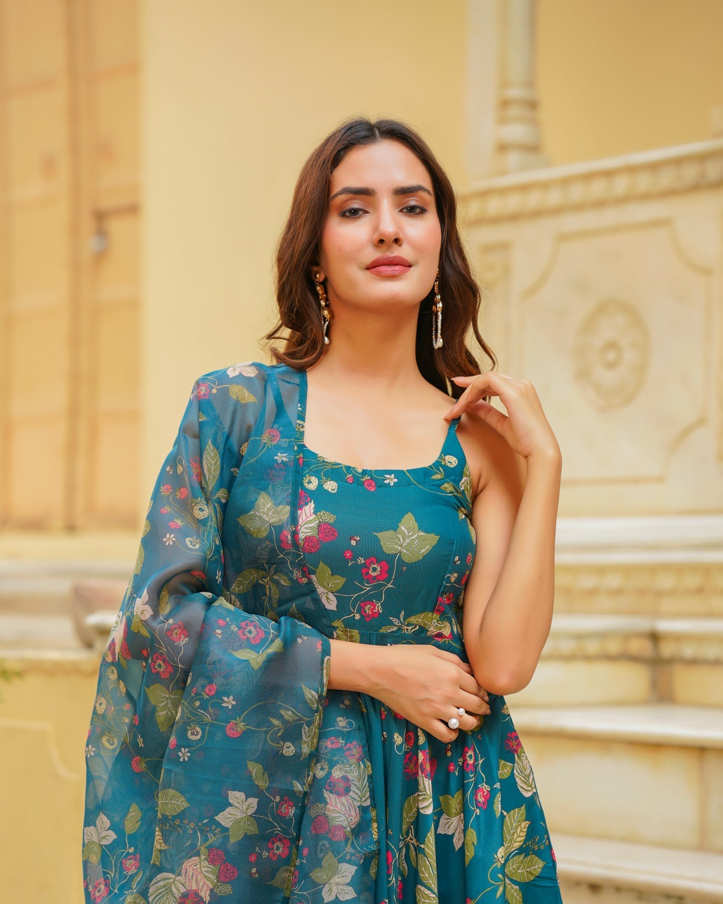 Ocean Green Anarkali Suit Set
