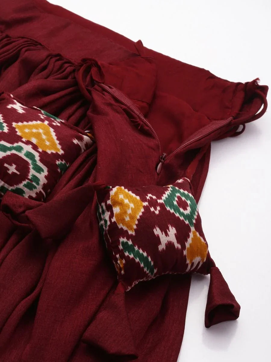 Maroon Patola Print Silk Festival Wear Lehenga Choli with Dupatta