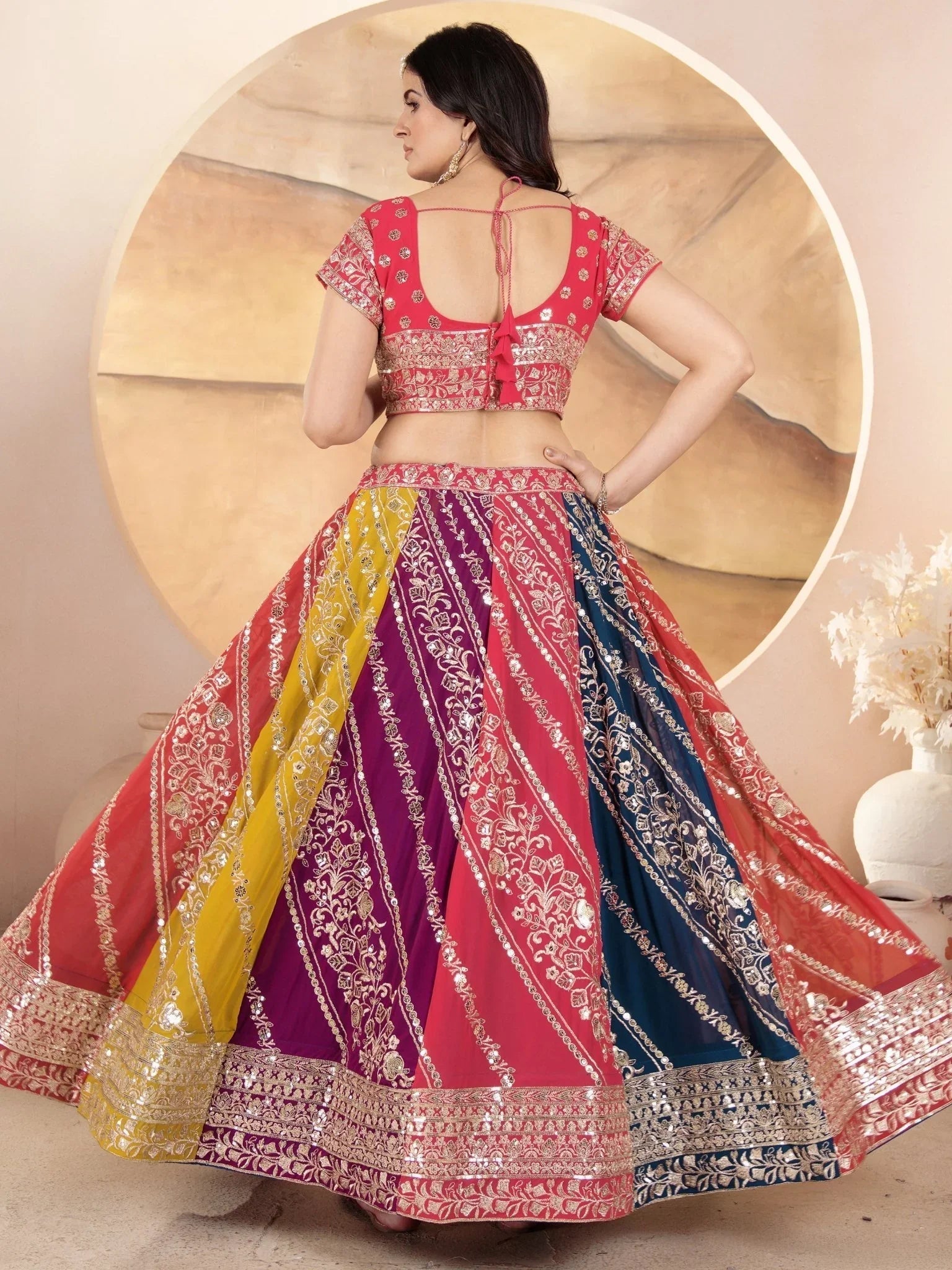 Multi-Color Georgette Lehenga Choli – Elegant Wedding & Festive Wear