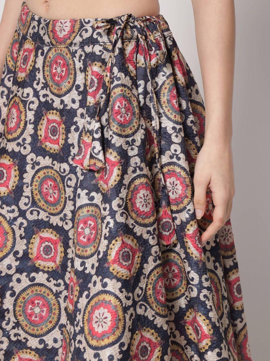 Navy Blue Chinon Silk Lehenga Choli – Festive & Party Wear