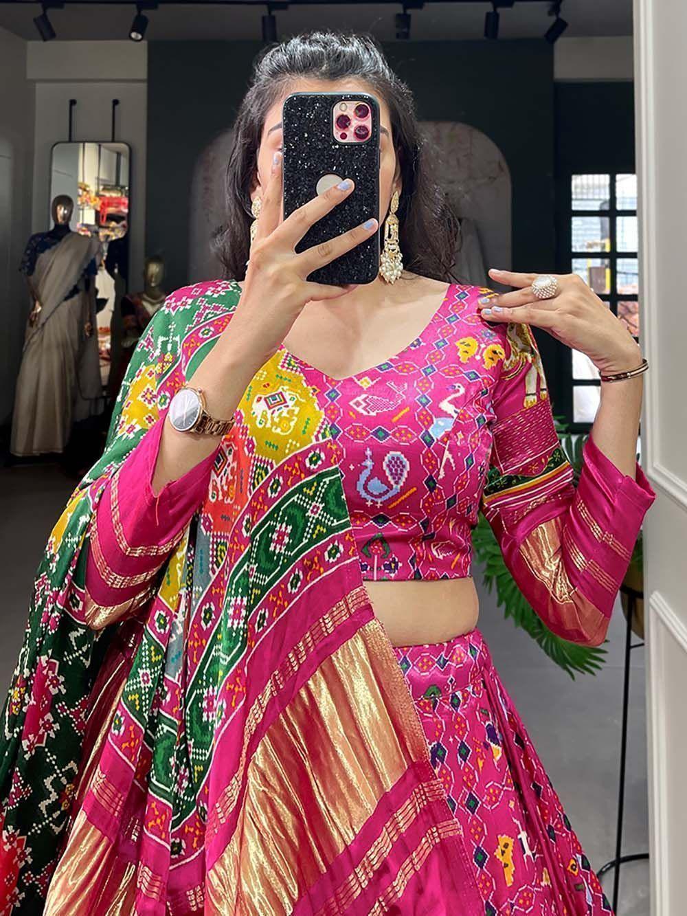 Pink Gaji Silk Digital Printed Festival Lehenga Choli