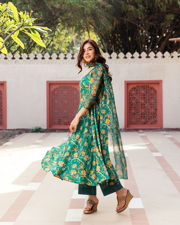 Paisley Green Muslin Suit Set