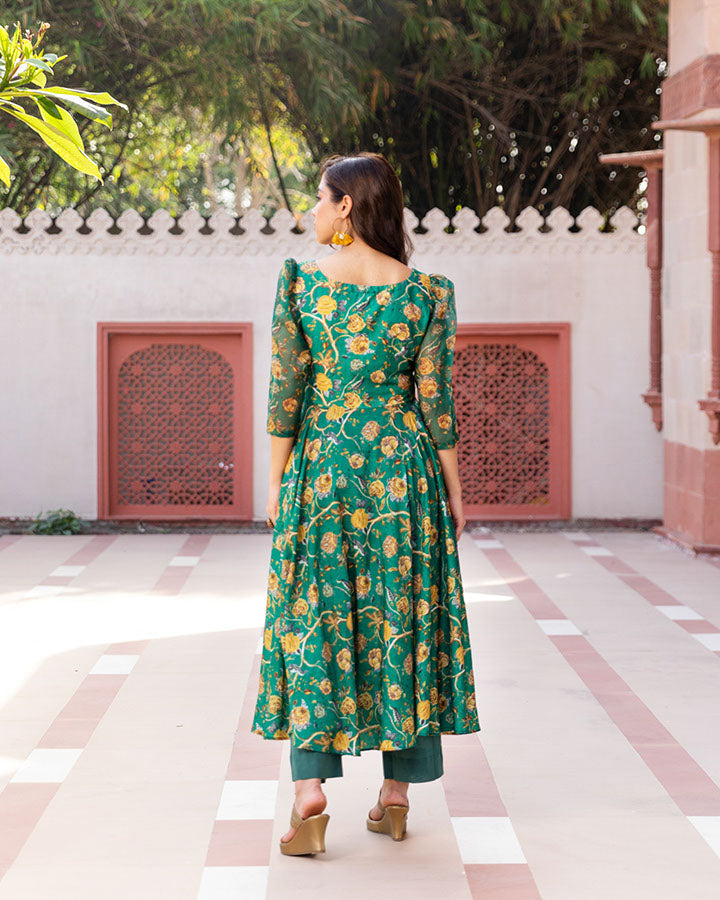 Paisley Green Muslin Suit Set