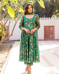 Paisley Green Muslin Suit Set