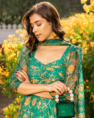 Paisley Green Muslin Suit Set