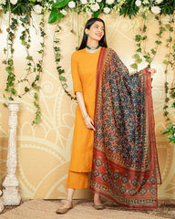 Mustard Kalamkari Suit Set