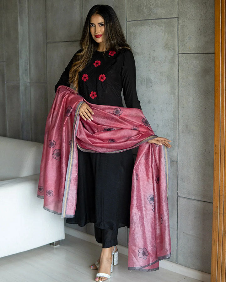 Black Pintuck Suit Set