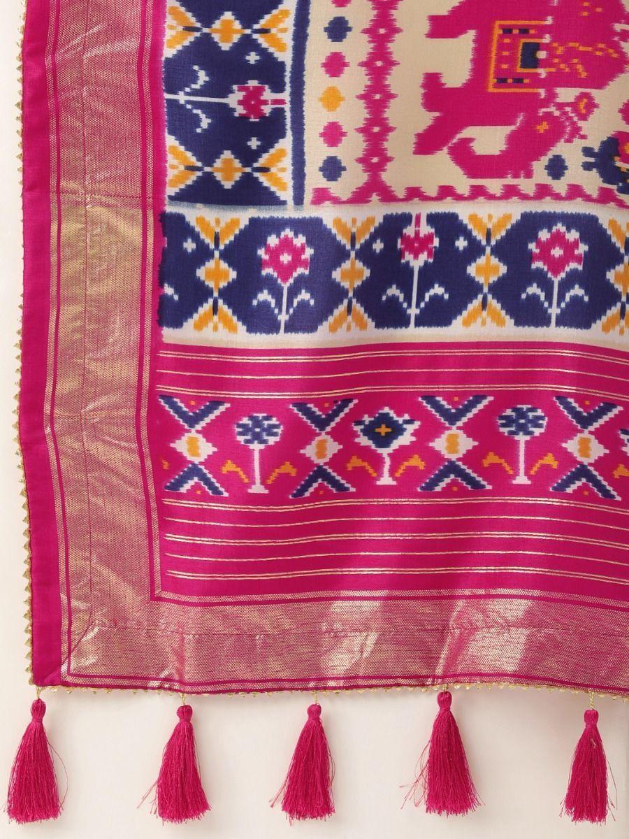Ravishing Royal Blue & Pink Tussar Silk Navratri Lehenga Choli