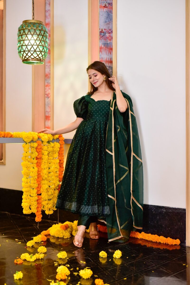 kashish green chanderi suit set